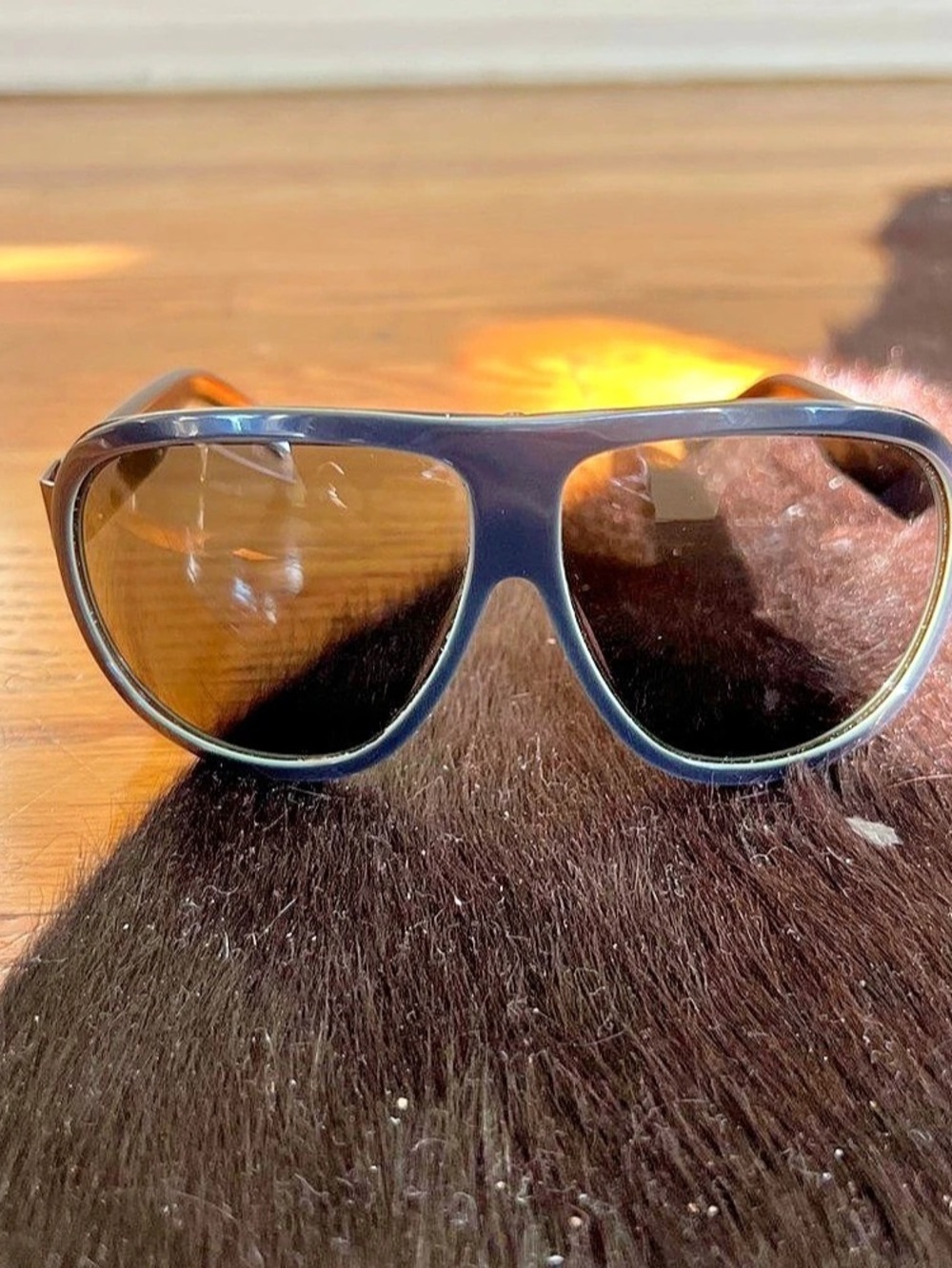 Yves Saint Laurent Brown/Green 80s Shield Aviator